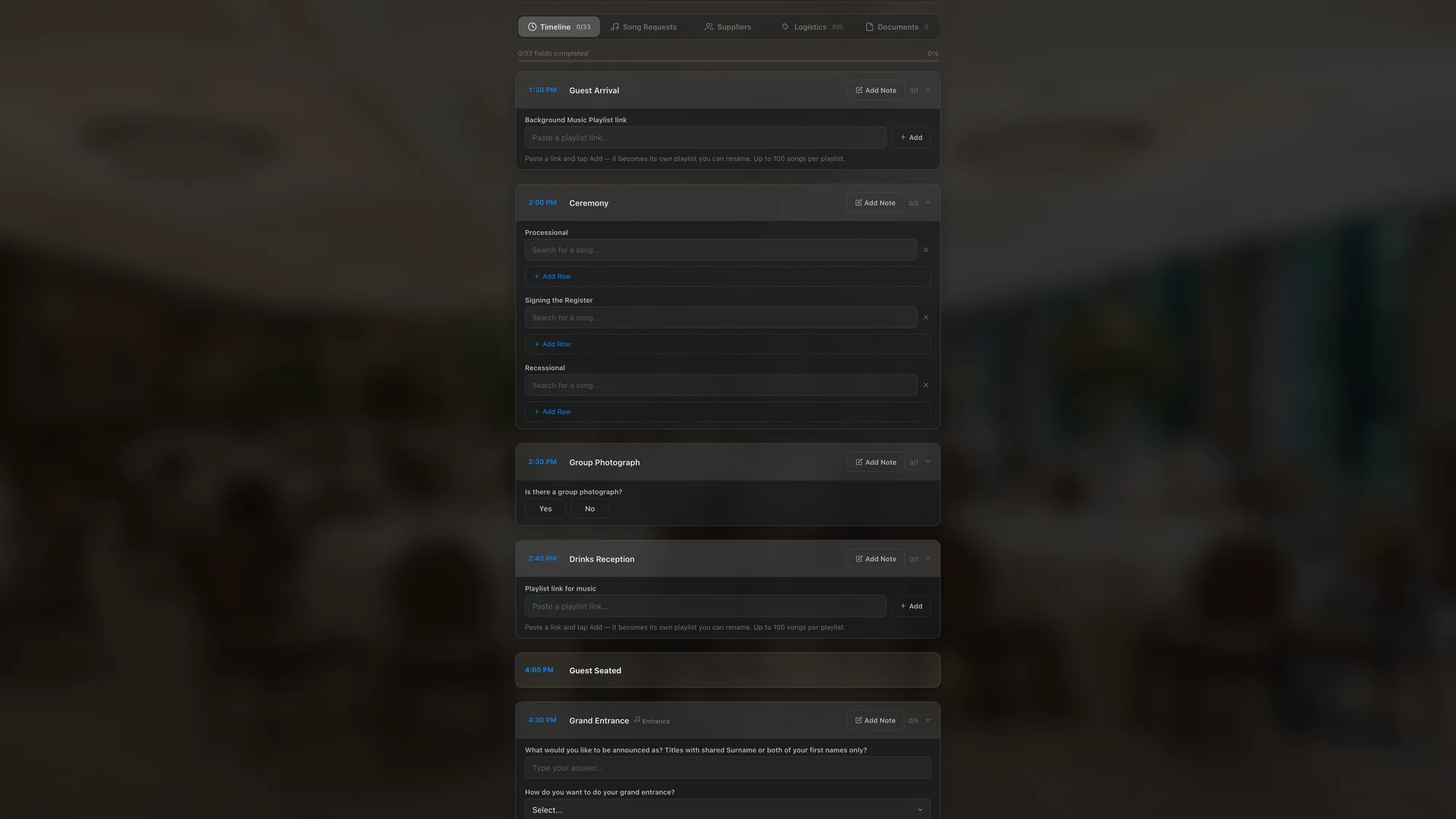 The portal timeline questionnaire